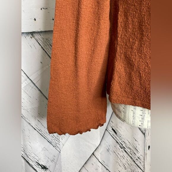 Madewell Texture & Thread Rust Color Top Smock Neckline L - Picture 4 of 6